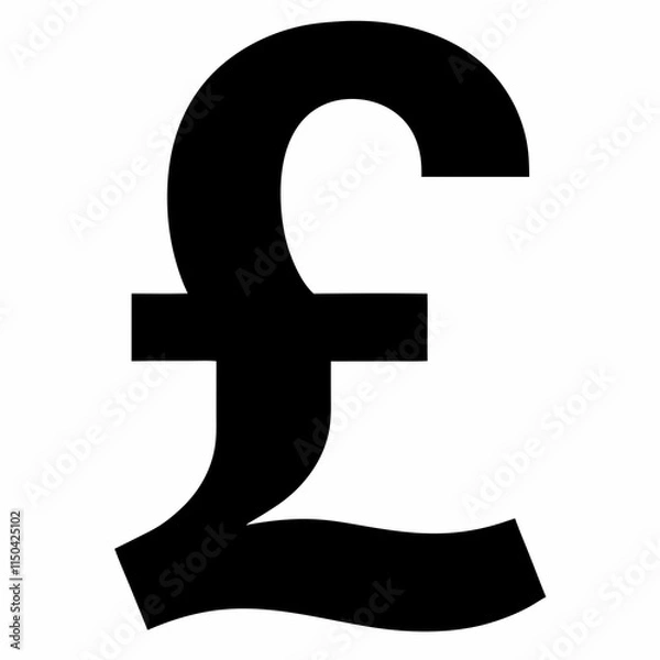 Obraz Black Pound Sign Silhouette Vector