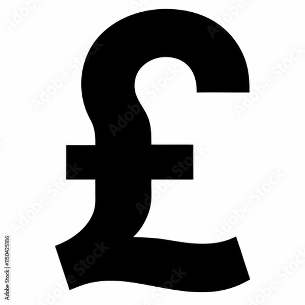 Obraz Black Pound Sign Silhouette Vector