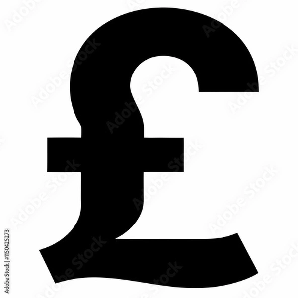 Obraz Black Pound Sign Silhouette Vector