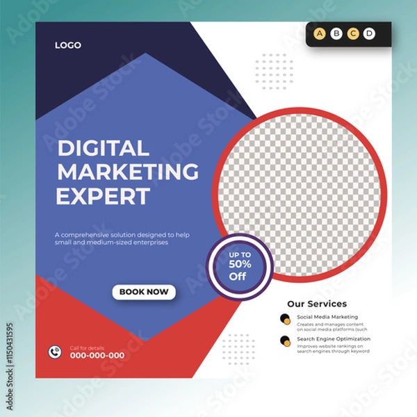 Obraz Digital marketing and corporate business service social media post banner template design