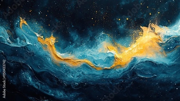 Fototapeta Oil paint swirl texture with space on canvas, showcasing art, creative liquid effect, style pattern wallpaper, watercolor, acrylic, colorful backdrop, and dynamic fluid artwork