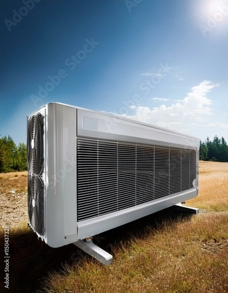 Obraz Generated image Inverter heatpump for climate friendly energy and heating with copy space