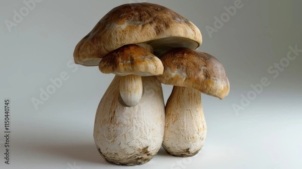 Fototapeta Mushroom depicted on a simple background, beautiful fungi portrait. Background hushed, mushroom sharp.