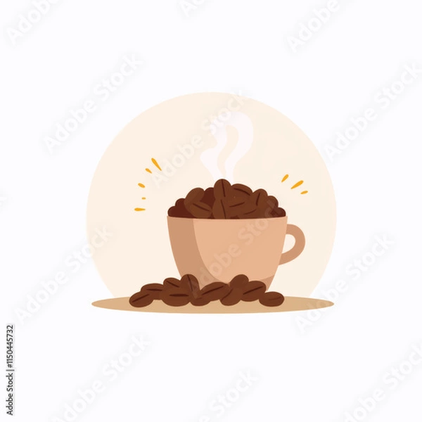 Fototapeta Line Art Vector of Coffee Beans  Minimalist Illustration