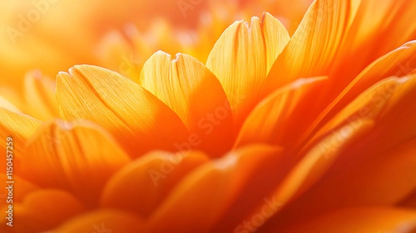 Fototapeta A brilliant orange marigold in full bloom its layered petals forming a perfect rosette under clear sunlight.