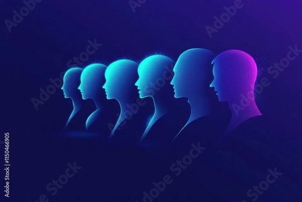 Obraz Cartoon Style Communication with Speech Bubbles and Dynamic Lines Depicting Exaggerated Expressions Among Silhouetted Figures in Bold Colors