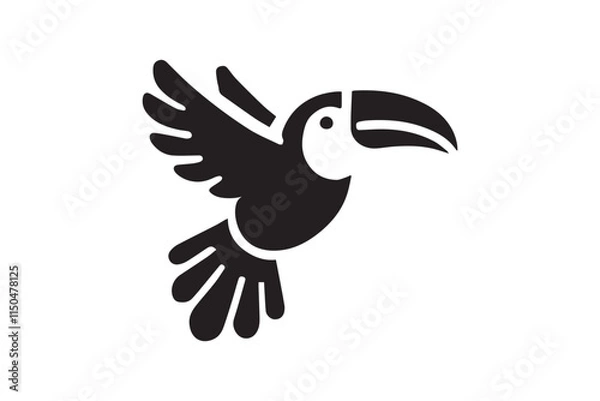 Fototapeta simple minimalistic toucan bird black color vector silhouette in white background