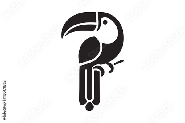 Fototapeta simple minimalistic toucan bird black color vector silhouette in white background