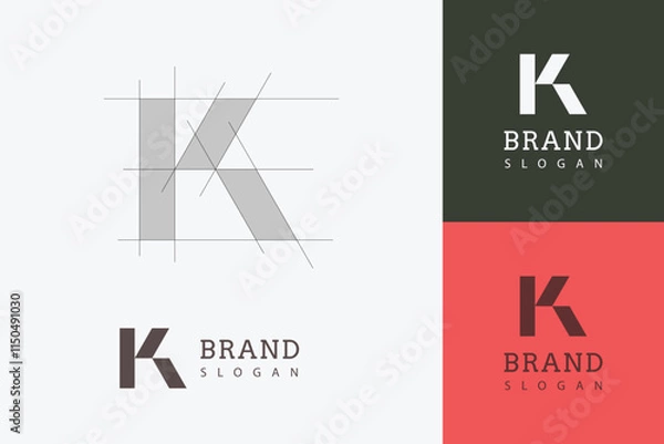 Fototapeta Minimal K letter logo template, K vector branding logo