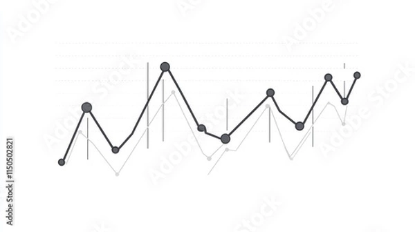 Fototapeta a minimal line graph clipart, corporate data visualization element, flat design illustration, monochrome, isolated on white background