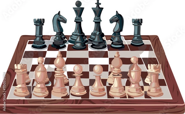 Obraz chess pieces on white background