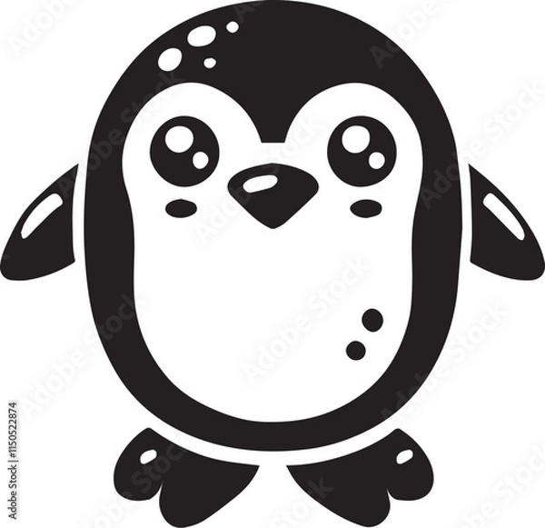 Fototapeta A cartoon penguin with a black and white face.
