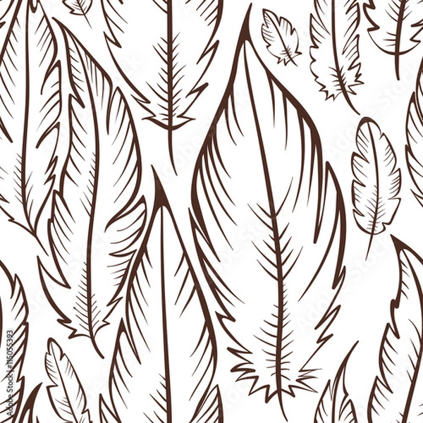 Obraz Background with feathers/Graphic seamless pattern in the style of Boho