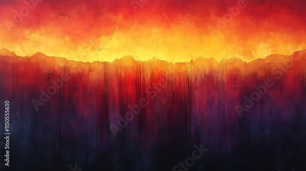 Fototapeta Vibrant abstract art depicting fiery horizon with rich yellows and deep reds