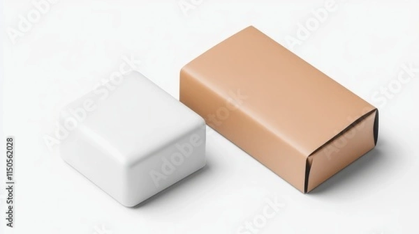 Fototapeta Soap wrap box mockup package isolated on a white background