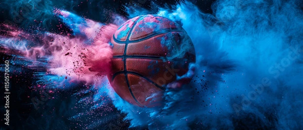 Obraz Dynamic Basketball in a Colorful Explosion