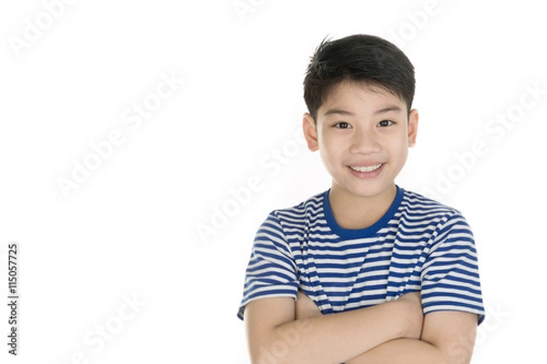 Obraz Portrait of asian happy boy smile face and looking at camera on