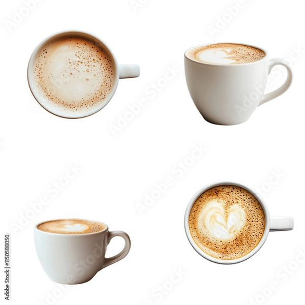 Obraz Close up of Frothy Coffee in White Ceramic Cup