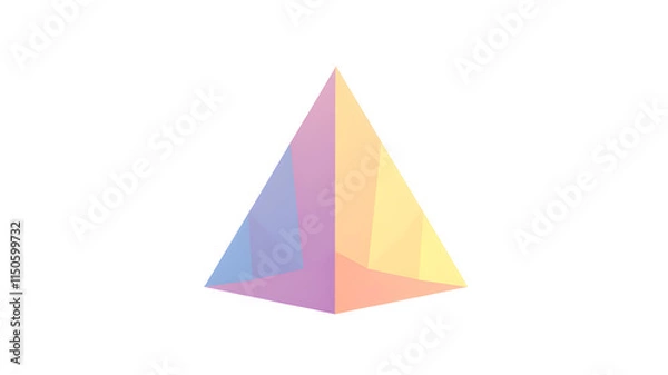 Obraz Triangle pyramid vector clip art illustration, triangular pyramid basic 3d geometric shape isolated on white background. Generative AI