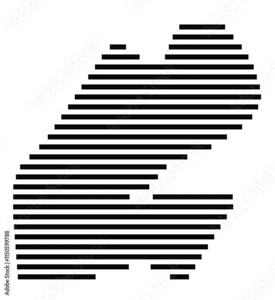 Fototapeta Abstract map of Djibouti showing the country with horizontal black lines