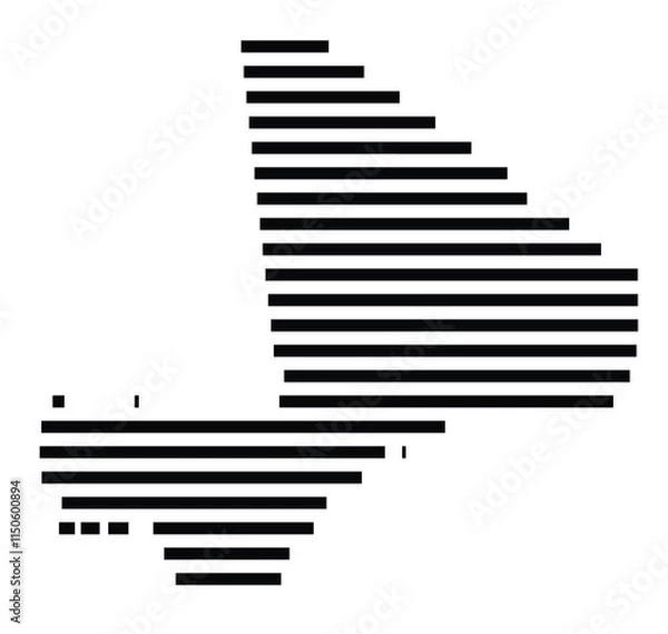 Fototapeta Abstract map of Mali showing the country with horizontal black lines