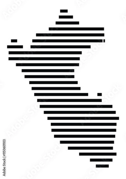 Fototapeta Abstract map of Peru showing the country with horizontal black lines