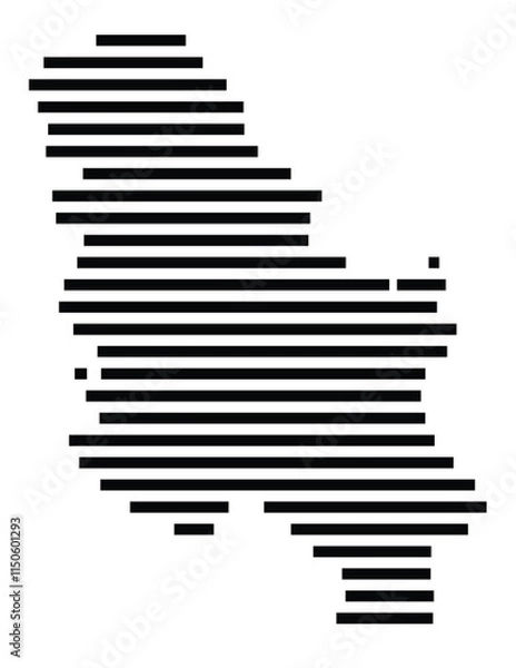 Fototapeta Abstract map of Serbia showing the country with horizontal black lines