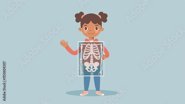 Obraz Cartoon Child X-Ray Flat Vector Illustration