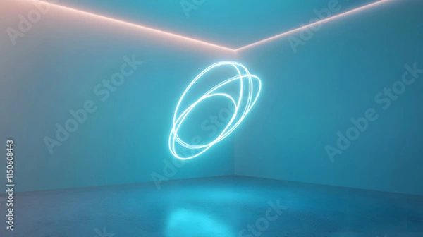 Obraz A minimalist space with a glowing hand-drawn symbol hovering mid-air.