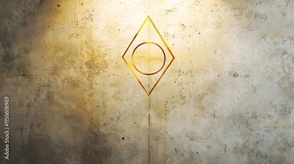 Obraz A minimalist wall with a hand-drawn symbol outlined in gold.