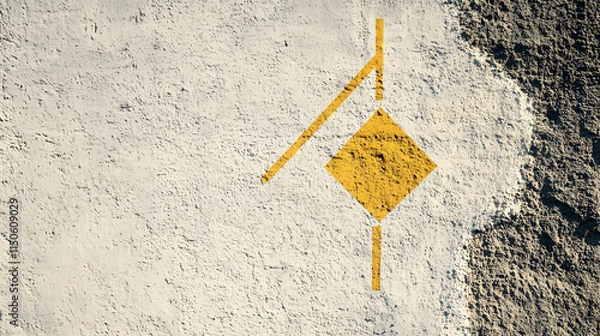 Obraz A minimalist wall with a hand-drawn symbol outlined in gold.