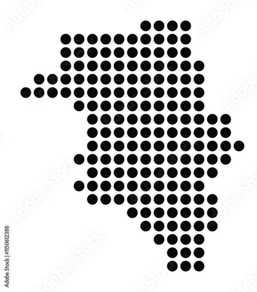 Fototapeta Symbol Map of the City Lingen (Ems) (Germany) showing the city with a pattern of just a few black dots