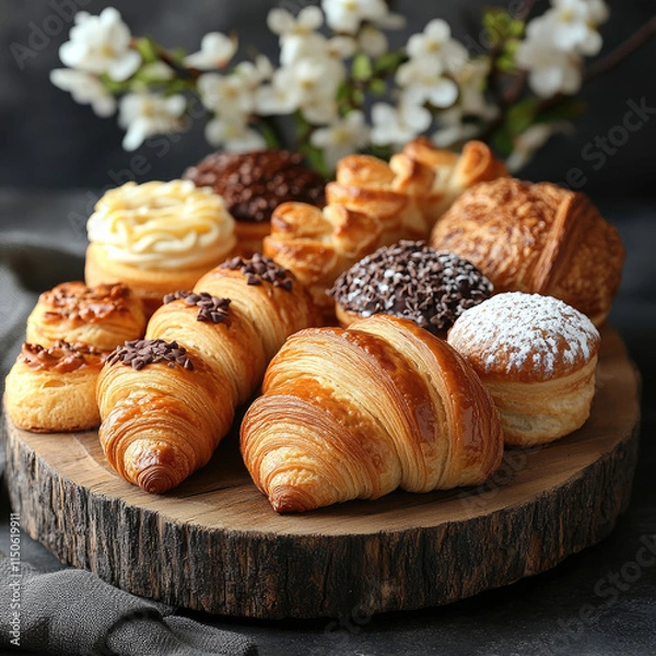Obraz Assortment of Delicious Pastries and Croissants