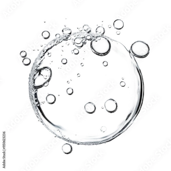 Fototapeta Clear blue water bubbles, cut out
