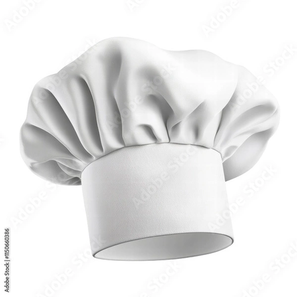 Fototapeta A classic white chef's hat, or toque, isolated on transparent background. The traditional design is ideal for representing professional cooking, culinary arts, or restaurant themes