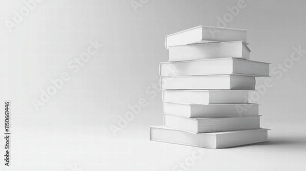 Fototapeta Layered paper cutouts of books on soft gradient background
