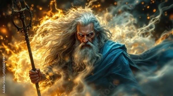 Fototapeta Epic All Powerful Old Wizard Man