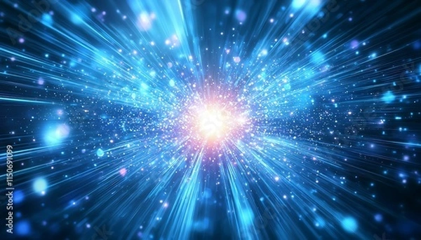 Fototapeta Dynamic abstract background with interwoven light streaks and a glowing center focus