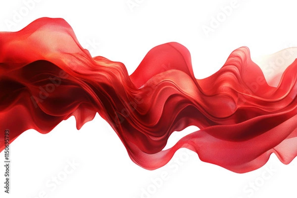 Fototapeta Red Fabric Flows Gracefully: A Study in Movement and Texture, Evoking Sensuality and Elegance, with Abstract Art Concepts.  Digital Art, Abstract Design, and Visual Storytelling in Motion.