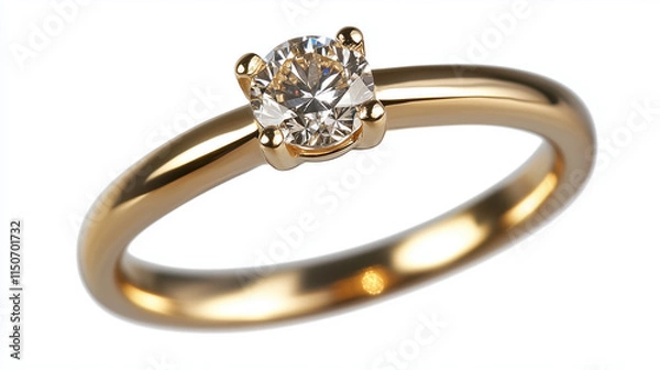Fototapeta Classic gold ring with a diamond on a white isolated background