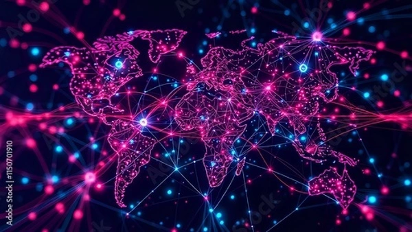 Obraz Connected Continents: Global Fiber Optic Network