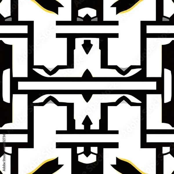 Obraz Geometric Black and Gold Seamless Pattern 