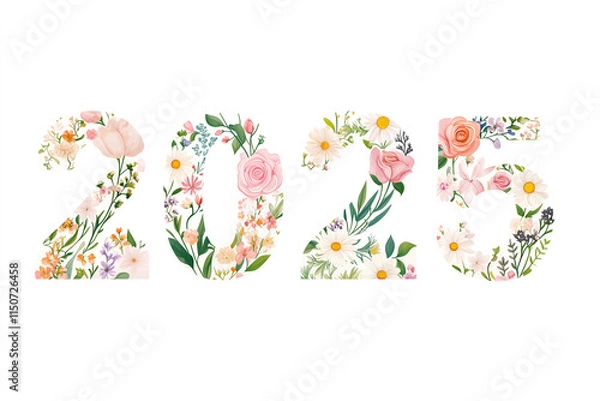 Fototapeta 2025 Text Composed of Blooming Spring Flowers
