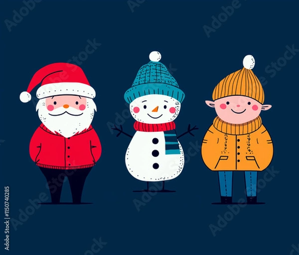 Fototapeta santa claus and snowman