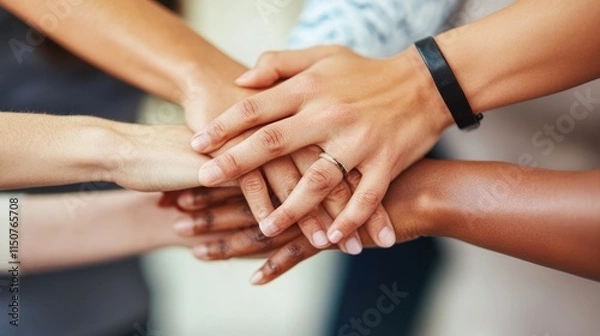 Fototapeta Hands Joined Together: A Symbol of Unity and Teamwork