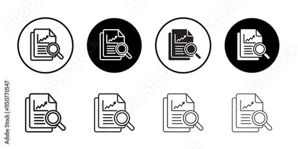Obraz Analytics report icon Flat art in black and white isolated