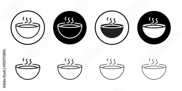 Obraz Bowl of soup icon Flat art in black and white isolated