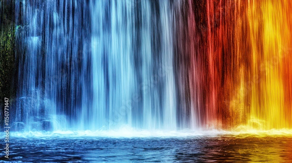 Fototapeta An abstract representation of a flowing waterfall, with vibrant colors and movement