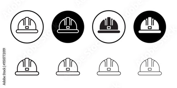 Obraz Hard hat icon Flat art in black and white isolated
