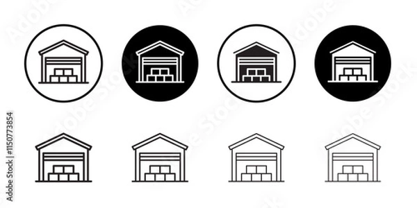Obraz Warehouse icon Flat art in black and white isolated